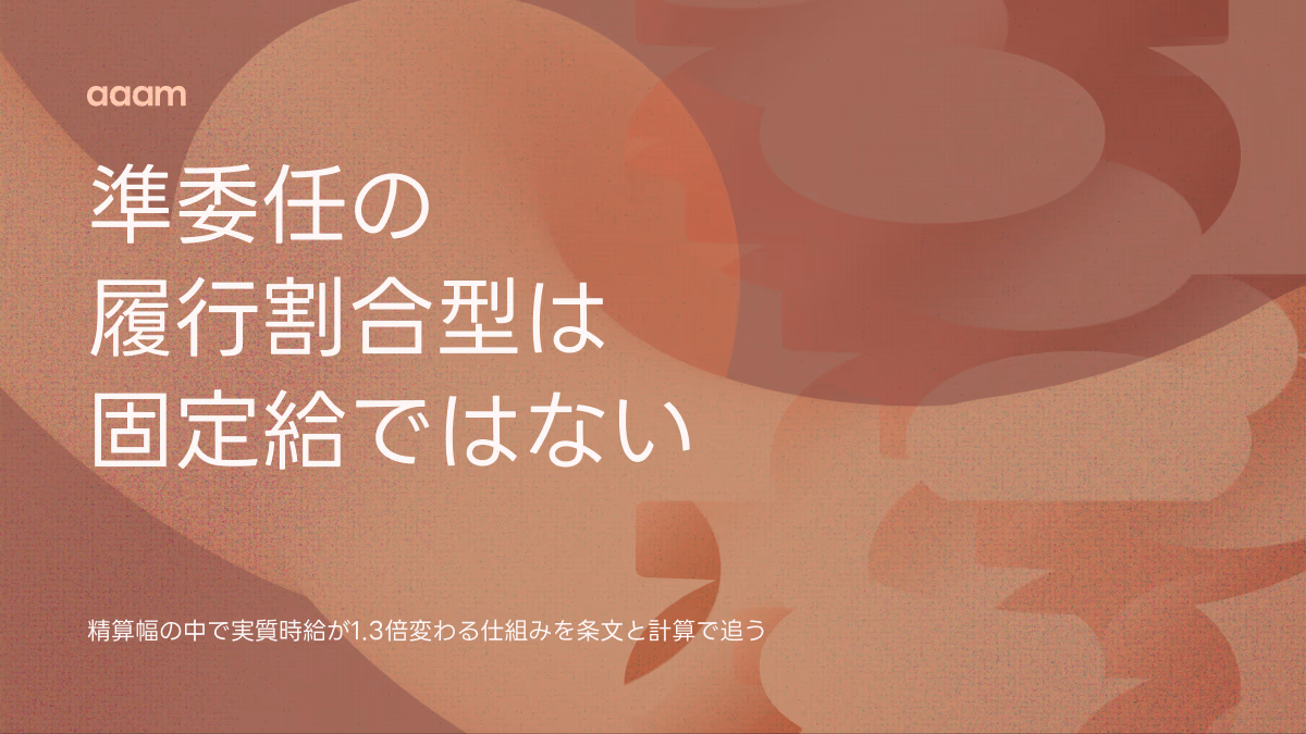 準委任の履行割合型は固定給ではない|精算幅の中で時給が1.3倍変わる仕組み